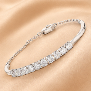 Elegant Round Cut Diamond Tennis <b>Bracelet</b> <b>Adjustable</b> Bangle Yellow White Rose <b>Gold</b> Luxury Bridal Jewelry for Women Gift - Product Image 1
