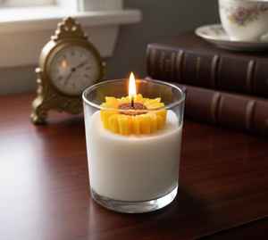 Vela de Cera de Soja Aromática Hecha a Mano con Aroma a Girasol en Vaso de Vidrio - Decoración Elegante para el Hogar, Ideal para Regalos y Regalos Duraderos de Acción de Gracias - Product Image 3