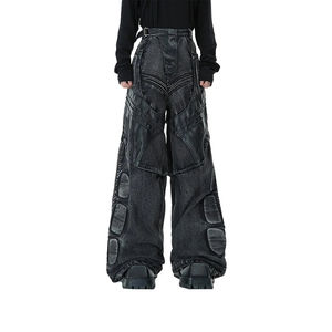 กางเกงยีนส์ทรงหลวมสำหรับผู้ชาย เอวสูง ขากว้าง สไตล์สตรีทแวร์ ทรงหลวมแบบเรโทร กางเกงขายาวแบบมีกระเป๋าหลายช่อง สามารถปรับแต่งได้ - Product Image 4