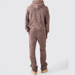 FREEZY APPAREL Survêtement coupe-vent 2-en-1 bleu marine à capuche pour homme, pantalon long en coton, sweat-shirt, imprimé logo, décontracté, hiver - Product Image 2