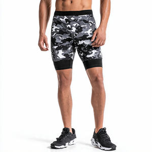 กางเกงขาสั้นลายพรางแบบรัดรูปสำหรับผู้ชาย กางเกงออกกำลังกายแบบซับลิเมชั่น กางเกงวิ่งลายพรางสองชั้นสำหรับผู้ชาย - Product Image 1
