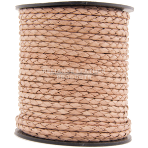 Wholesale 3mm Antique Natural Braided <b>Leather</b> Cord Vintage Bolo <b>Leather</b> Rope Genuine Cowhide Jewelry Making Cord Supplier - Product Image 1