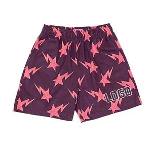 High Quality High Street Style Solid Mesh Waterproof Sublimation Printed Double <b>Layer</b> Drawstring Closure Running Shorts - Product Image 6