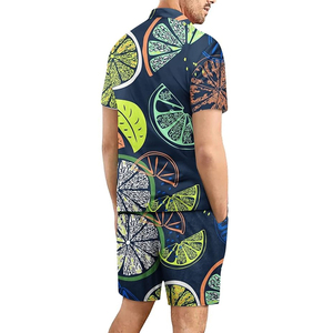 ชุดเสื้อเชิ้ตและกางเกงขาสั้นชายหาดฮาวายแบบใหม่ล่าสุด พิมพ์ลายตามสั่ง OEM ขายส่ง ชุด 2 ชิ้น เสื้อและกางเกงขาสั้นสำหรับผู้ชาย - Product Image 3