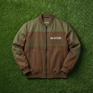 Blouson bomber homme couleur olive et marron, style streetwear décontracté, fermeture éclair, personnalisable OEM ODM, vente en gros - Product Image 5