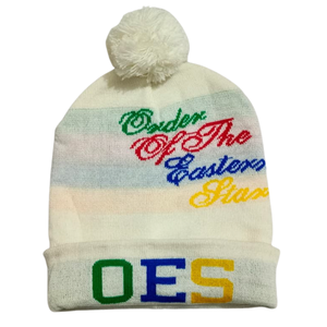 หมวกไหมพรมปักลาย Order Of The Eastern Star พร้อมโลโก้ OES สำหรับทุกเพศ ใส่ได้ในฤดูหนาว สไตล์ลำลอง ผลิตจากอะคริลิก 100% ขนาดผู้ใหญ่ 56-58 ซม. - Product Image 1