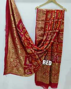 Silk Dupatta Hand Drawn Printed Traditional Indian <b>Wedding</b> Wear for Women - Product Image 5