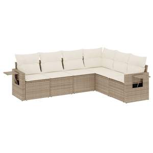 Ensemble de canapé de jardin pliable en rotin PE beige 6 pièces, confortable et pratique, mobilier d'extérieur - Product Image 2