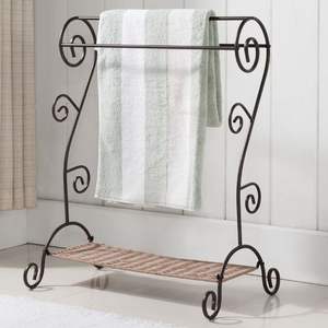 Support de serviettes décoratif unique en métal pour salle de bain, porte-serviettes autoportant au design moderne et élégant - Product Image 5