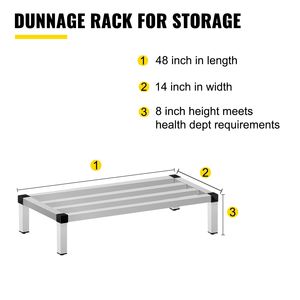 Attrezzature commerciali da cucina 48 ''X 14'' alluminio Dunnage Rack 8 ''piano 1000lbs capacità di stoccaggio cibo per cucine - Product Image 2