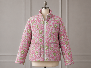 Veste matelassée pour femme à imprimé floral, fermeture éclair, coupe-vent, imperméable, chaude, 100% coton, vêtements d'extérieur pour l'automne et l'hiver - Product Image 4