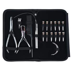 Kit de Pinzas Avanzadas para Extensiones de Cabello Plateadas, Pinzas para Extensiones de Cabello con Anillas Micro, Enhebrador de Alambre, Herramientas para Extensiones de Cabello - Product Image 1