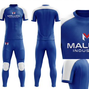 Ensemble de maillots et pantalons de football américain personnalisés en sublimation, à manches courtes, en tissu polyester respirant et à séchage rapide - Product Image 6