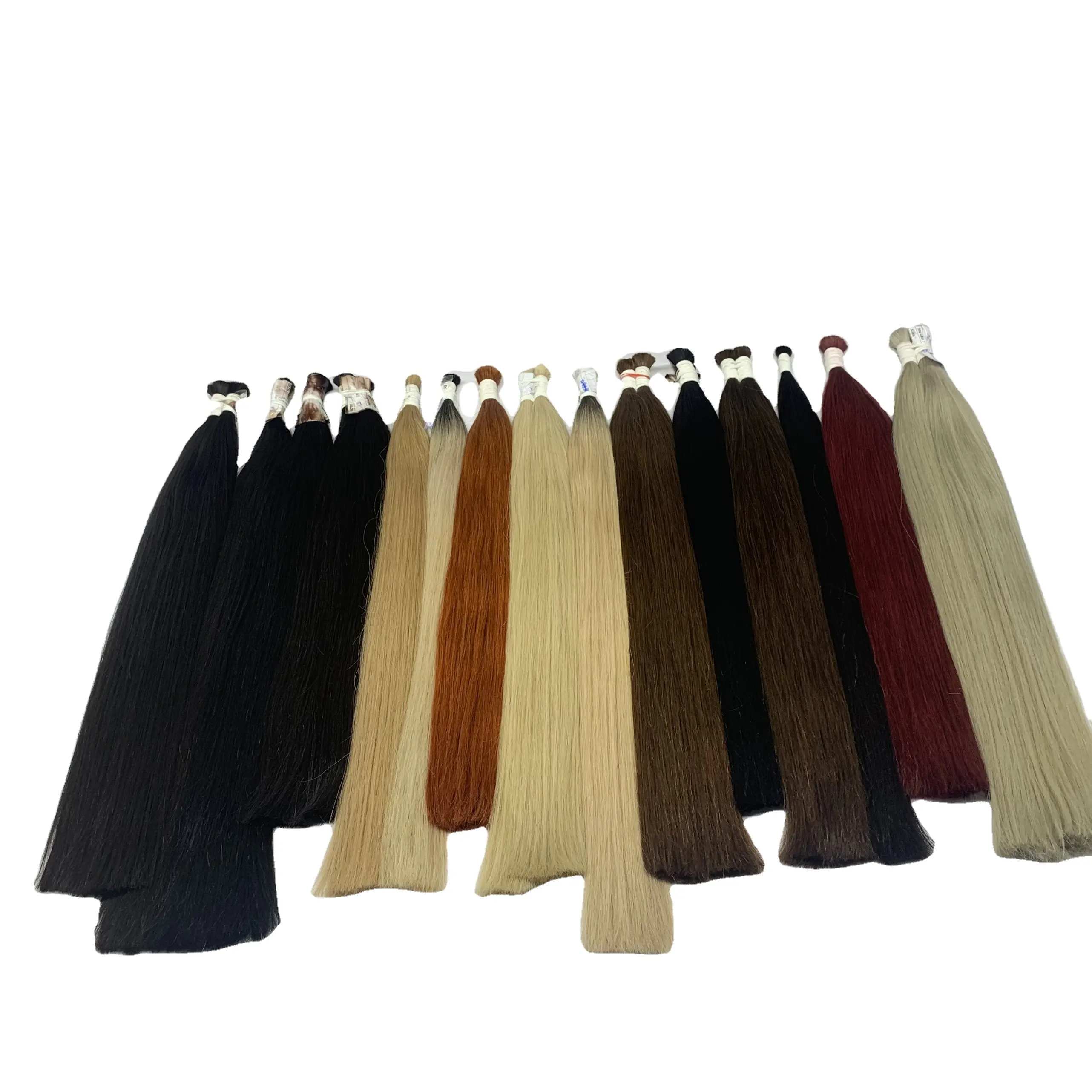 Pure 100% Remy High Quality Vietnam Virgin Cuticle Aligned Human Hair Extension Vendor Colored Bulk Hair