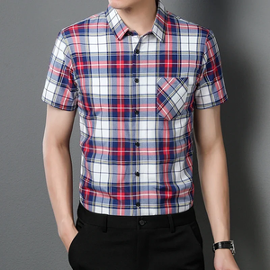 Nouvelle chemise décontractée à carreaux à manches courtes et col à revers pour homme – Confort estival, sans repassage, résistante aux plis - Product Image 2