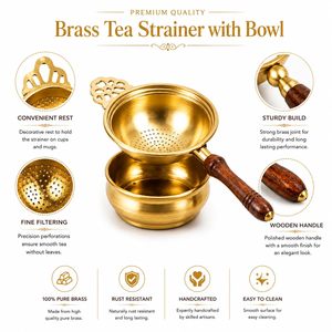 Reusable Loose Leaf Tea Strainer Basket for <b>Teapot</b> and Mug Brass Tea Strainer Filter <b>with</b> Long Handle Wholesale - Product Image 5