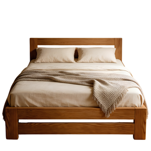 Luxury Contemporary Teak Wood <b>Bed</b> Base Elegant Slatted Panel Mattress Support - Product Image 1