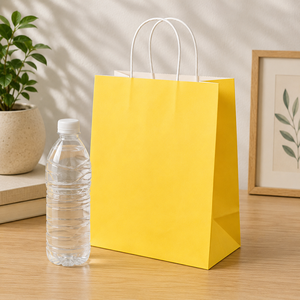 Sacs en papier kraft colorés EcoRev Eco34 avec poignées torsadées, recyclables, biodégradables, rectangulaires, style classique, sacs cadeaux longs pour les mains - Product Image 2