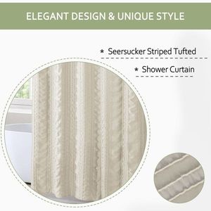 Rideau de douche moderne en seersucker rayé capitonné 72x72 pouces - Product Image 2