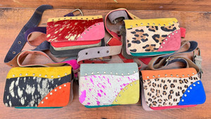 Women's Real Handmade Animal Print Fur Genuine Leather Fanny Packs Western Vintage Stylish Festival Adjustable Hip <b>Pocket</b> Bags - Product Image 6