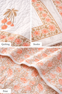 Edredón de Algodón Elegante Color Durazno y Blanco, Estampado a Mano, Lavable, para Uso Hotelero, Hecho por Artesanos en Jaipur a Precios de Mayoreo - Product Image 5