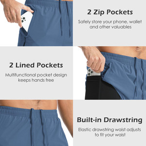 Shorts de algodón 100% de alta calidad para hombre, con lavado ácido, para gimnasio y uso diario, cintura elástica, diseños con logo personalizado. - Product Image 4