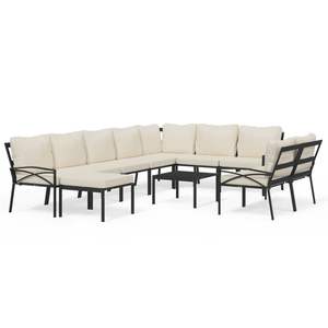 Conjunto de Muebles de Jardín para Patio en Negro y Arena, Acero con Recubrimiento en Polvo y Poliéster - Product Image 2