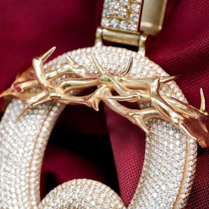Colgante de Letra Q con Incrustaciones de Moissanita, Chapado en Oro de 18K, Plata 925, Temática Cristiana, Estilo Hip Hop, para Uso Diario Masculino - Product Image 4