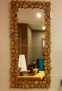 LIVE EDGE STUDIO Handmade Art Deco Rustic <b>Wooden</b> Wall <b>Mirror</b> Irregular Shape <b>Framed</b> Decorative Design for Wedding Diwali - Product Image 4