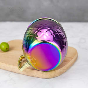 Taza de Acero Inoxidable Arcoíris, Taza de Café de Metal Martillado con Asa, Vajilla Colorida, Taza para Cócteles, Accesorios de Cocina y Bar - Product Image 5