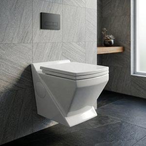 Modern Rimless Wall Hung Two Piece Toilet <b>Ceramic</b> WC <b>Pan</b> Tornado Flush P-Trap Wash Down Bathroom Sanitary Ware - Product Image 3