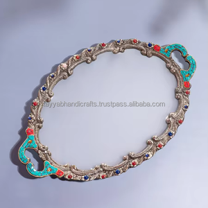 ถาดเสิร์ฟอาหารทองถาดอบอาหารค่ำแบบตื้นถาดเสิร์ฟอาหารผลไม้ดีไซน์ตามสั่งจากอินเดีย - Product Image 1