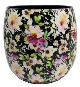 Maceta metálica con estampado floral, maceta decorativa con diseño de rosas azules, decoración de mesa para el hogar, para sala de estar, dormitorio, hotel, bodas y eventos. - Product Image 3