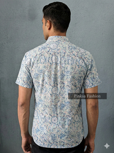Chemise d'été florale en popeline pour homme, personnalisée, à manches courtes, imprimée, décontractée, boutonnée, séchage rapide, écologique, vente en gros - Product Image 3