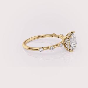 แหวนเพชรทรงปรินเซสคัททองคำขาว/ทองคำขาวผสมทองคำชมพู 9K หรูหรา ประดับเพชรรอบด้าน ชุบโรเดียม พร้อมใบรับรอง IGI - Product Image 2