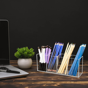 Portalápices de Acrílico Personalizado, Organizador de Escritorio con 3 Compartimentos para Material de Oficina y Manualidades - Product Image 6