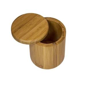 ภาชนะไม้ไผ่ทรงกลมพร้อมฝาปิดสำหรับเก็บเครื่องเทศ จัดระเบียบครัว - Product Image 3