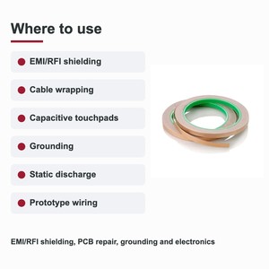 TECHINSTRO เทปทองแดงนำไฟฟ้า 12 มม. x 15 ม. พร้อมกาวนำไฟฟ้าสำหรับป้องกัน EMI ซ่อมแซม PCB สายดิน CFT-0012 - Product Image 4