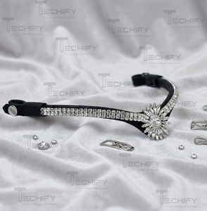 Frontal de Cuero Negro Personalizado con Concho de Cristal Sunburst, Frontal de Lujo para Montar a Caballo, Accesorios Ecuestres - Product Image 2