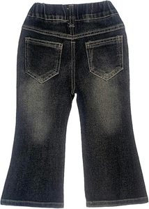 Girls Floral Embroidered Denim Flare Pants Mid <b>Waist</b> Casual Spring Cotton <b>Jeans</b> Full Length Regular Fit - Product Image 5