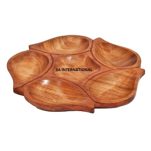 Plats de service nourriture fruits café ou petit déjeuner serveur fleur conception plateau de service en bois restaurant café utilisation nourriture fruits - Product Image 1