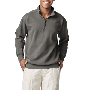 Miner Oversized Look Mens Quarter Zip Sweatshirt 100% Cotton Fleece <b>Jumper</b> Custom Elastic Waist Top Supplier Men's Sweatshirts - Product Image 4