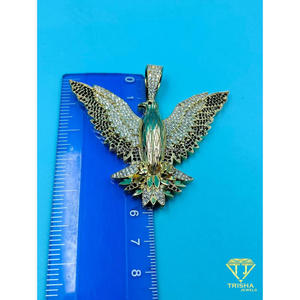 Collier de luxe avec pendentif oiseau, diamant de laboratoire, argent sterling 925, style hip-hop, bijoux streetwear - Product Image 2