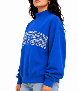 Suéter Universitario Preppy para Mujer, Cuello Redondo, Apliques de Guingán, Bordado Personalizado, Felpa Francesa, Ropa Cómoda para Días de Partido - Product Image 3
