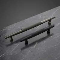 Poignée de meuble carrée moderne en alliage de zinc noir et gris multifonction pour armoire de cuisine, chambre, tiroir et porte