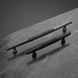 Minimalist Bar Cabinet Handles Stainless Steel Durable Kitchen Furniture Hardware <b>Black</b> and Silver Toned Pulls - Product Image 3