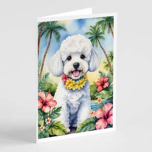 Bichon lunatique Frise Luau cartes de vœux Pack de 8 A7 taille 5x7 cartes vierges avec enveloppes - Product Image 1