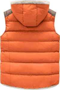 Chaleco Acolchado Impermeable con Capucha para Hombre, Color Naranja, con Cierre de Cremallera, Ropa de Abrigo Informal para Invierno - Product Image 2