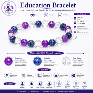 Natural Amethyst Sodalite Clear Quartz Education <b>Bracelet</b> 8mm Crystal Beads For Focus Memory Study <b>Healing</b> Jewelry From India - Product Image 2