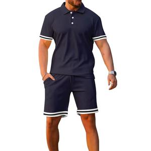 Conjunto Deportivo al Por Mayor Talla Grande 2026, Camiseta Polo con Logotipo Personalizado, Traje Deportivo Elástico de 2 Piezas para Hombre, Conjunto de Pantalones Cortos - Product Image 4